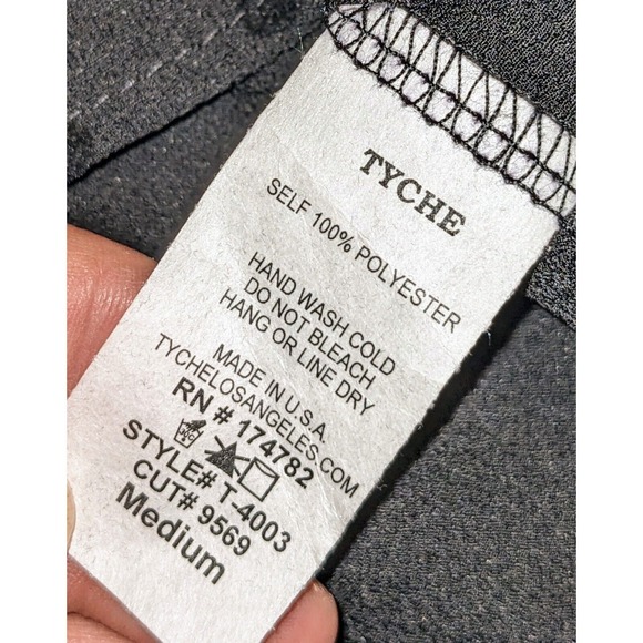 Tyche Black‎ Polka Dot Blouse Bell Sleeve V Neck Elegant Lightweight Top Size M - Picture 6 of 8